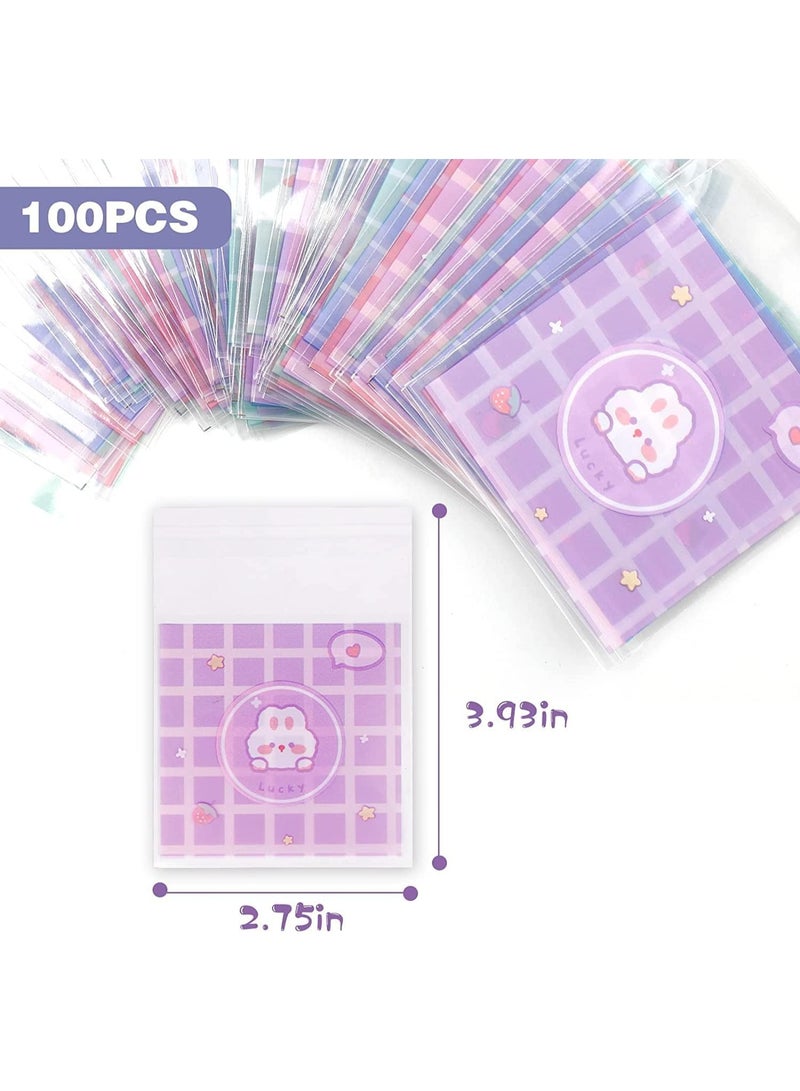 AoMige 100pcs Self Adhesive Cookie Bags - Perfect for Gifting Cookies, Candies, Chocolates, and Baked Goods - Cute Cellophane Treat Bags - Gift Bag for any Occasion - Image 2
